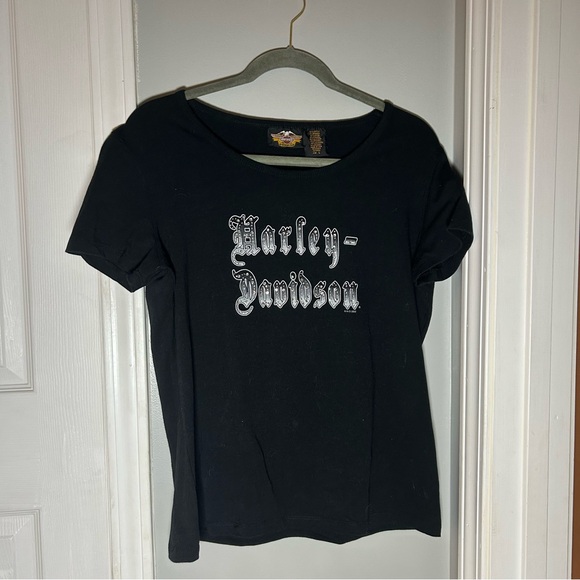Harley-Davidson Tops - Harley-Davidson Sequin Black Shirt Size Large L USA Made Classy RN 0103819 Vtg